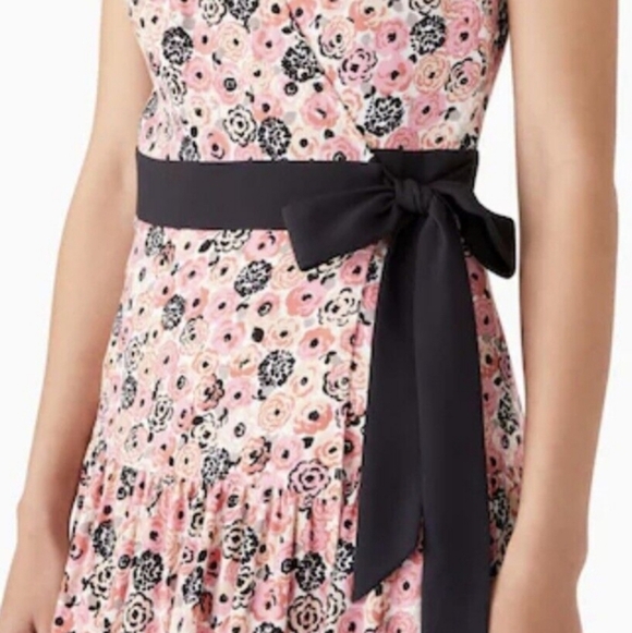 KATE SPADE Rosette Blooms Wrap Dress, Pink with black and white - Picture 5 of 6